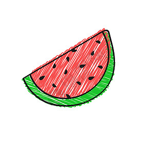 西瓜片 面条样式有彩色阴影 Vec草图库存浆果涂鸦食物收成绘画水果变体甜点背景图片
