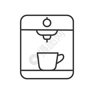 咖啡研磨咖啡机的简单矢量图标 Contour 插图 f插画