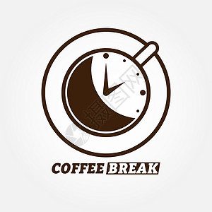 食欲减退杯上印着杯子的图标 一个时钟和一个刻字的COFFEE(COFFEE)设计图片