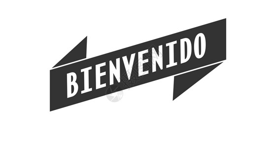 大红色折叠彩带带彩带的字句 欢迎到西班牙语做横幅 贴纸字体草图空白变体插图问候语刻字折叠概念打印设计图片