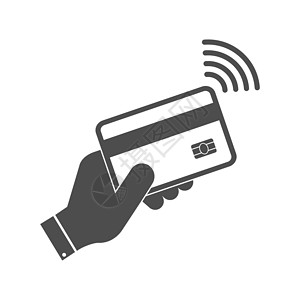 持有有NFC无接触支付系统的银行卡插画