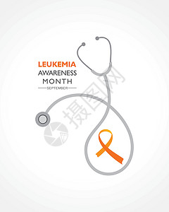 9月质量月白血病认识月 含橙色彩带 9月观察血细胞丝带预防机构插图血液学注射器宣传诊断癌症设计图片