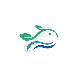 leaf水产鱼类简易自然特性Leaf Logo插图市场商业海鲜动物店铺海洋钓鱼宠物标识插画