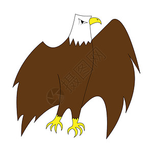 猎人与鸟素材Cartoon 颜色鹰轮廓 矢量颜色插图孤立设计图片