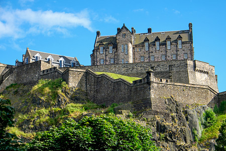 爱丁堡城堡旅游阳光历史石头房子岩石堡垒地标高清图片