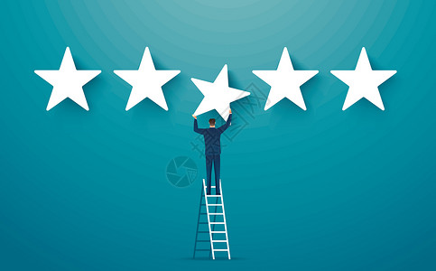 提供5个星级评分 反馈概念矢量图示质量卓越顾客审查服务互联网工作商业男人推介会设计图片