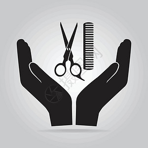 剪切工具带剪剪刀和梳子的头发沙龙理发师发刷剪切服务插图工具温泉网络女性理发插画