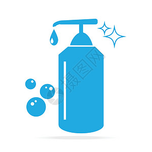 家居清洁瓶图标洗发水家庭蓝色肥皂洗涤剂洗衣店柔软剂插图清洁工皂液背景图片