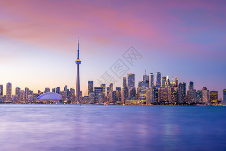 加拿大海滨黄昏天际线高清图片