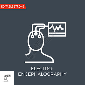 电气检测电子脑电图矢量图标脉冲大脑心理学图表网络监控方法温度计电气医院插画