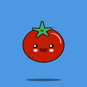 可爱的蔬菜卡通人物番茄图标 平板设计 Victor I 说明背景图片