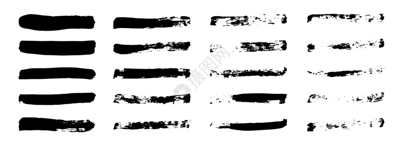 日本画Grunge 画笔矢量集 画笔形状集合 黑色墨水横笔画形状设计图片