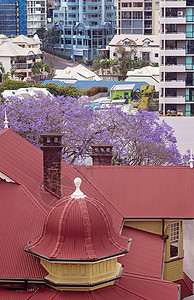 红城屋顶紫色屋顶建筑高清图片