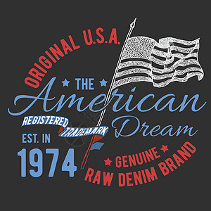 恤排版设计 美国印刷图形 排版美国矢量图 美国标签或 T 恤印刷图形设计 徽章 海报背景