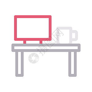 计算机电脑工作白色椅子商业职场办公室监视器插图屏幕技术背景图片