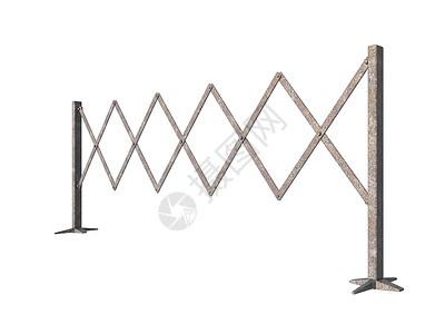 带柱子的可延伸金属屏障网格栅栏路线手风琴护栏灰色格栅背景图片