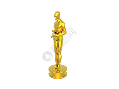 奥斯卡作为金电影奖杯数字底座男人塑像金属肌肉背景图片