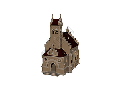 带有尖塔的旧教堂红色入口教会门户网站窗户建筑屋顶大教堂背景图片