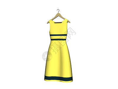 衣架上的黄色晚礼服纯色裙子衣服褶皱荷叶背景图片