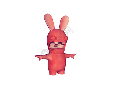 长耳朵的红色红卡通兔子橙子漫画数字毛皮背景图片