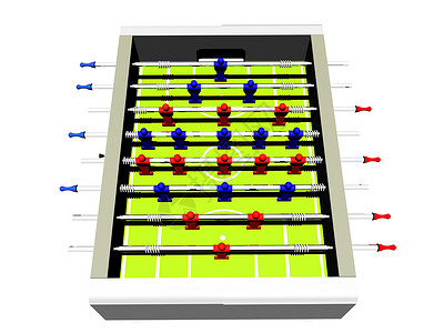 带有数字和球的桌式足球游戏闲暇运动蓝色绿色酒吧人物红色背景图片
