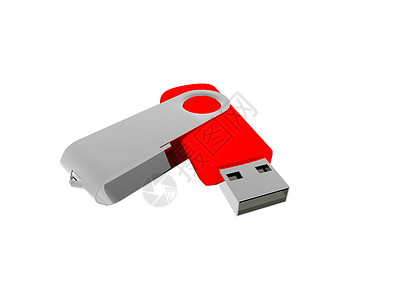 用于数据存储的红色 USB 粘贴数据芯片电子产品存储记忆棒贮存蓝色记录插头标签背景图片