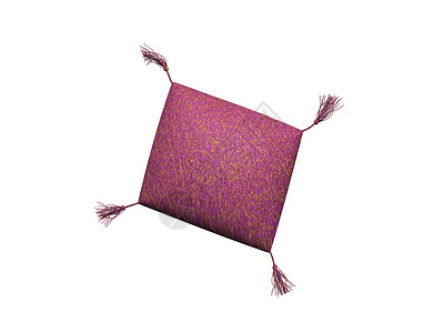 红色枕头 带有蓬蓬布艺绳索沙发边缘抱枕背景图片