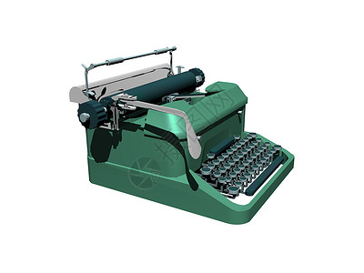 用于信件的旧式绿色打字机金属秘书处力学钥匙寺庙背景图片