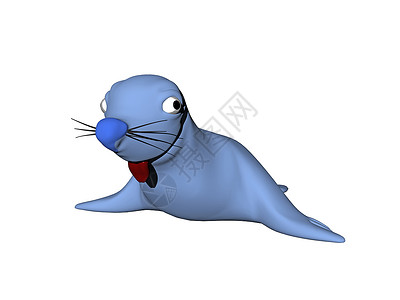 长着胡子的滑稽蓝色漫画海豹玩具海狮胡须背景图片
