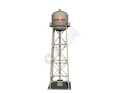 高钢板上的储水罐金属网格灰色水箱水管水塔背景图片