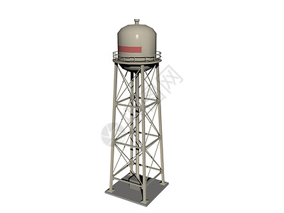 高钢板上的储水罐水管水箱网格金属水塔灰色背景图片