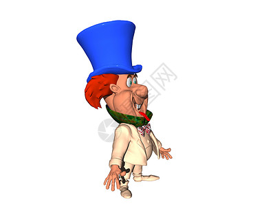 带蓝帽子的小小男子汉帽子游戏漫画塑料蓝色玩具圆柱角色小男孩红色背景