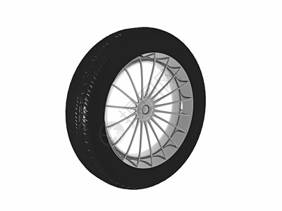 一辆有银色话筒经典车的黑色黑轮胎汽车车轮金属辐条轮辋摩托车橡皮背景图片