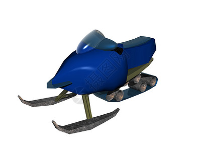 寒冷中的蓝色雪地摩托传动驾驶挡风玻璃雪橇背景图片
