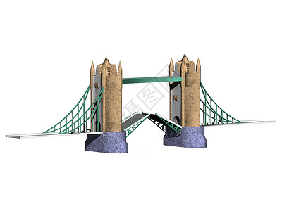 伦敦塔桥 泰晤士河上空金属建筑道路船运石头交通背景图片