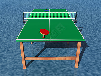 绿桌网状网球和电击运动游戏板跨越乒乓球乒乓球拍红色绿色游戏竞技背景图片