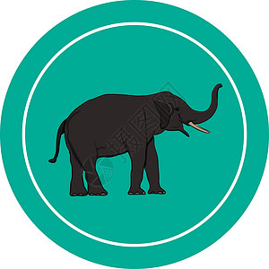 泰国大象节大象在绿色圆圈中行走 图形设计矢量 标识说明哺乳动物荒野野生动物白色绘画草图插图艺术设计图片