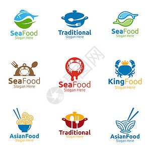 海餐厅餐馆或咖啡厅的海食品贴纸网络早餐咖啡店厨房标识餐厅导游海鲜叶子饮食设计图片
