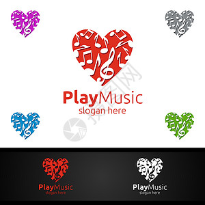 配有音符和爱情概念的音乐Logo背景图片