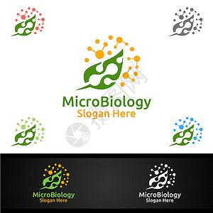 各种前体或爆破细胞微生物学 生物技术 化学或教育设计概念的微科学和研究实验室标志原子植物实验插图几何学化学品制药标识生物学健康设计图片