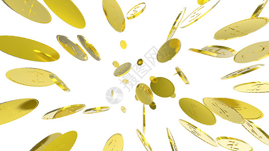 网络金币图标金币爆炸 逼真的 3d 渲染白色背景上的孤立插图 商业货币样机横幅设计 现金金宝金融图标 网络在线概念背景