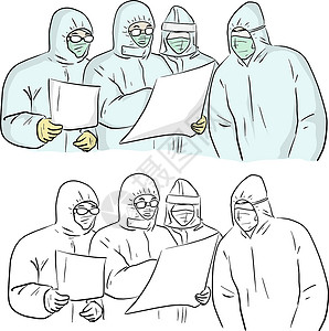个人防护监控持有corona或covid-19病毒实验室r插画