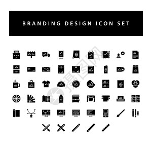 品牌和设计图标集 带有黑色格字样式设计背景图片