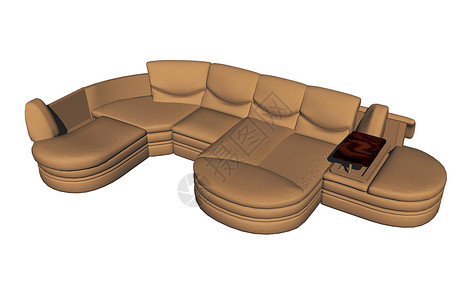 客厅的棕色沙发装潢家具休息真皮枕头躺椅扶手座位转角沙发背景图片