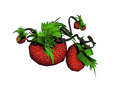 红色的红成熟草莓和绿色的东西维生素树叶水果坚果健康青菜营养素森林果实食物甜的高清图片素材