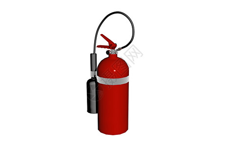 配有水管和喷嘴的红色灭火器消防干粉钢瓶喷口灭火背景图片