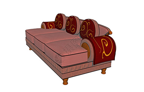 客厅的棕色沙发真皮扶手装潢家具座位躺椅转角沙发休息枕头背景图片