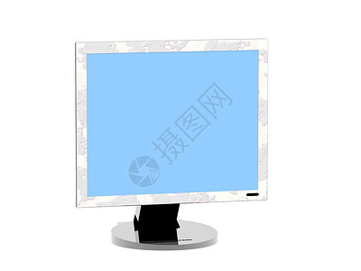 LCD 显示时的计算机监视器平面站立电子产品屏幕蓝色配件背景图片