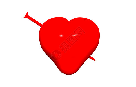 红色卡通红心与指甲刺穿心脏和疼痛痛苦情怀情绪背景图片