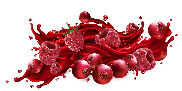 开胃驱虫果汁加红莓和草莓的盛大果汁饮食美食插图营养飞溅饮料液体菜单食物味道设计图片